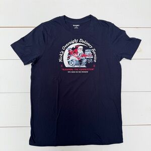 Old Navy Men's Navy Blue Christmas Tee